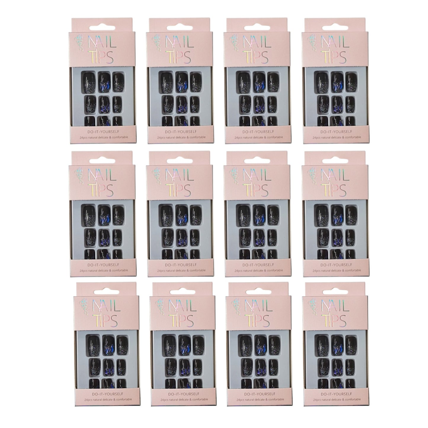 Glitter Decor Squoval Fake Nail Set NA1201-53 (12PC)