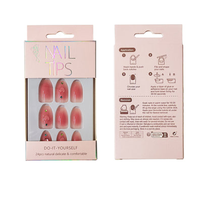 Rhinestone Decor Heart Ballerina Fake Nail Set NA1201-70 (12PC)