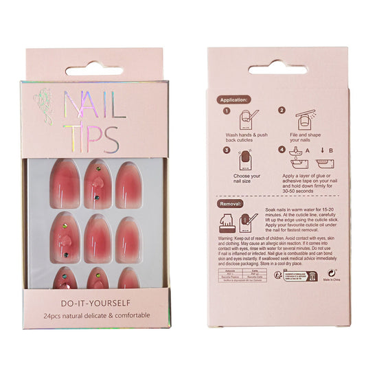 Rhinestone Decor Heart Ballerina Fake Nail Set NA1201-70 (12PC)