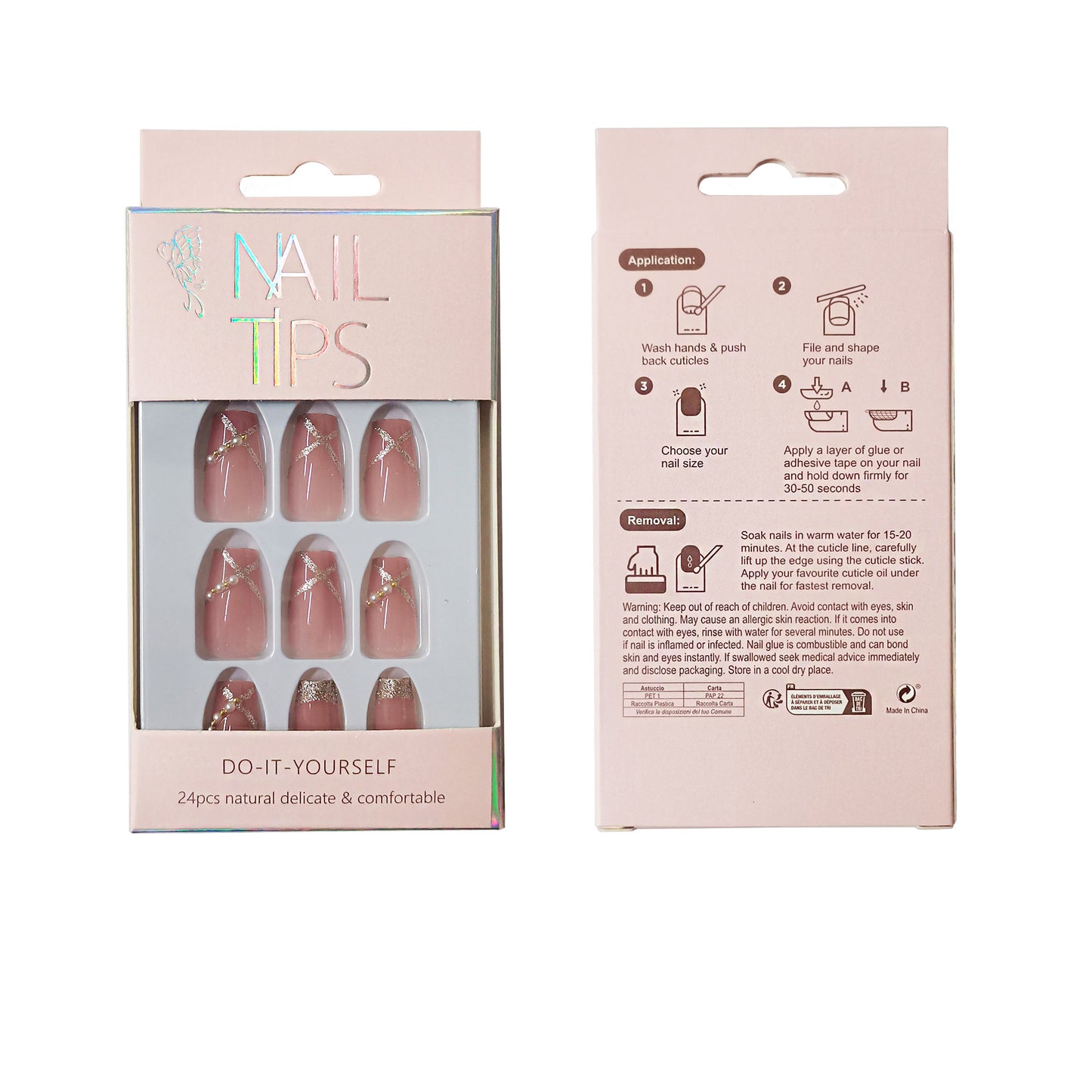 Pearl Decor Ballerina Fake Nail Set NA1201-76 (12PC)