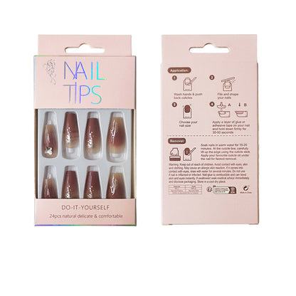 Rhinestone Decor Ballerina Fake Nail Set NA1201-79 (12PC)