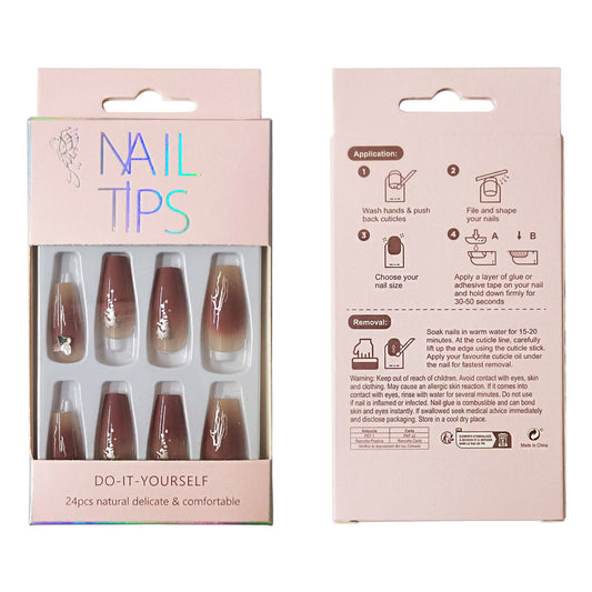 Rhinestone Decor Ballerina Fake Nail Set NA1201-79 (12PC)