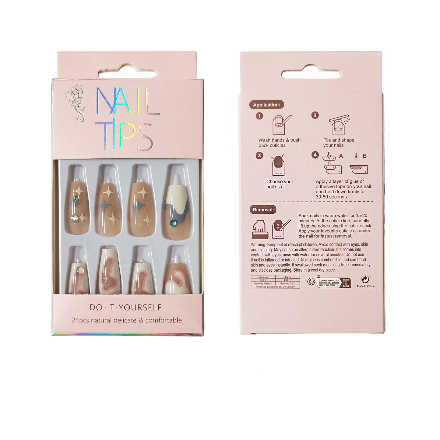 Rhinestone Decor Ballerina Fake Nail Set NA1201-80 (12PC)