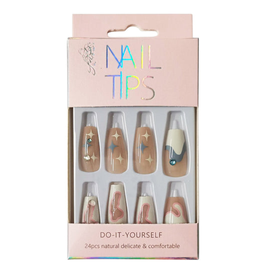 Rhinestone Decor Ballerina Fake Nail Set NA1201-80. (12PC)