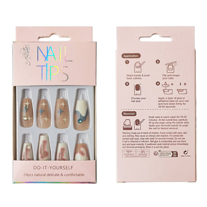Rhinestone Decor Ballerina Fake Nail Set NA1201-80 (12PC)