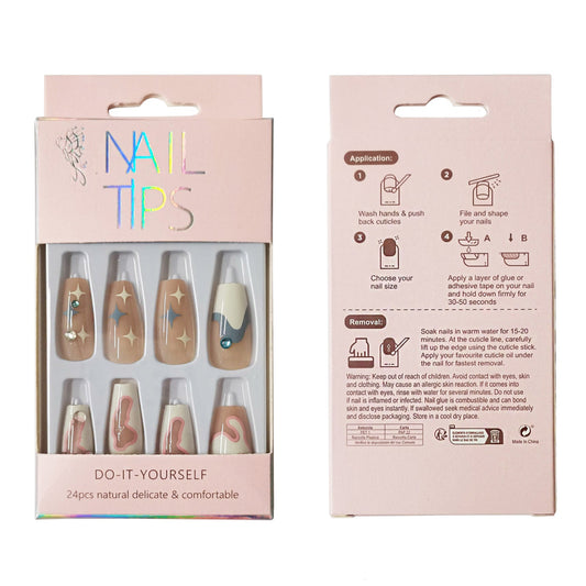 Rhinestone Decor Ballerina Fake Nail Set NA1201-80 (12PC)