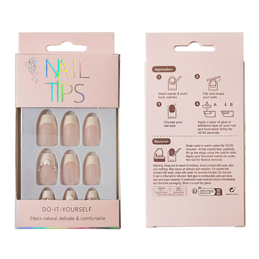 Pearl Decor Heart Ballerina Fake Nail Set NA1201-81 (12PC)