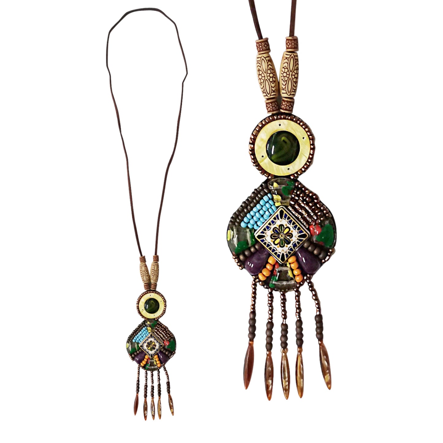 Wood Bead Boho Long Sweater Necklace NK2505-40 (12 PCS)