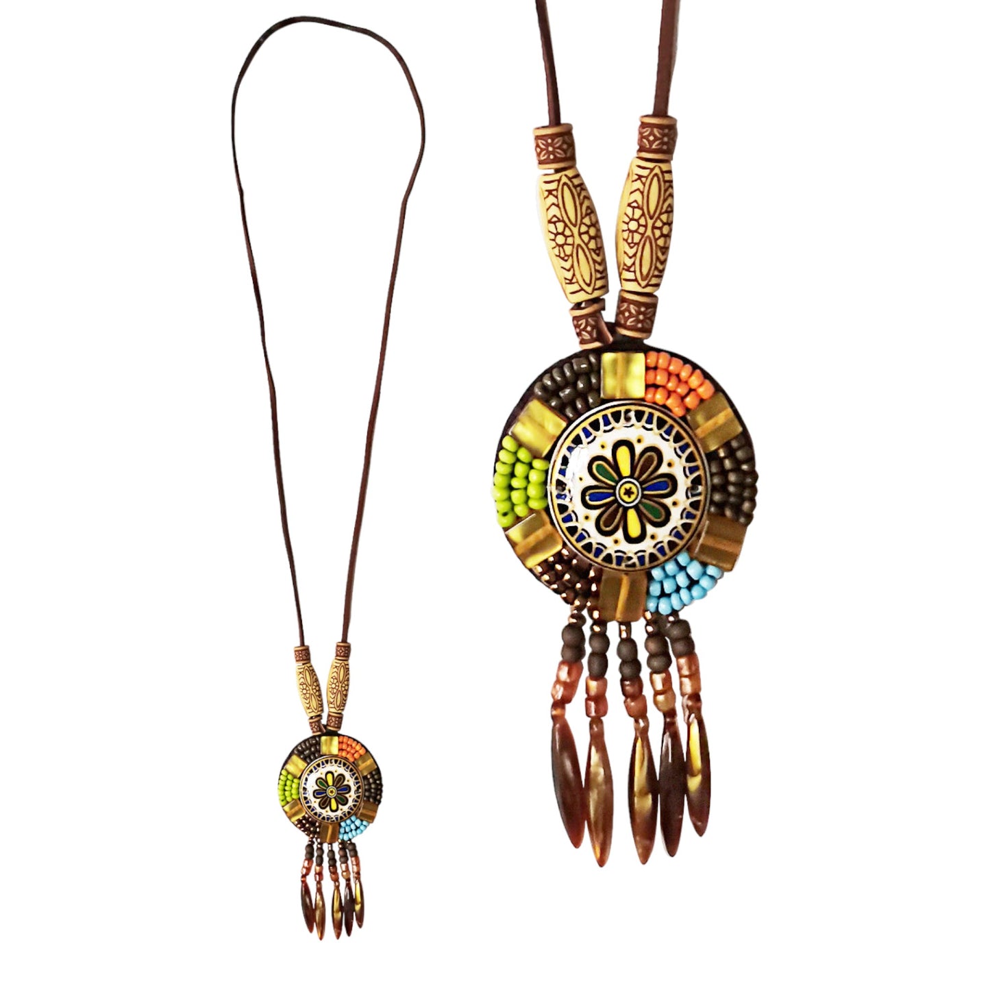 Wood Bead Boho Long Sweater Necklace NK2505-38 (12PCS)