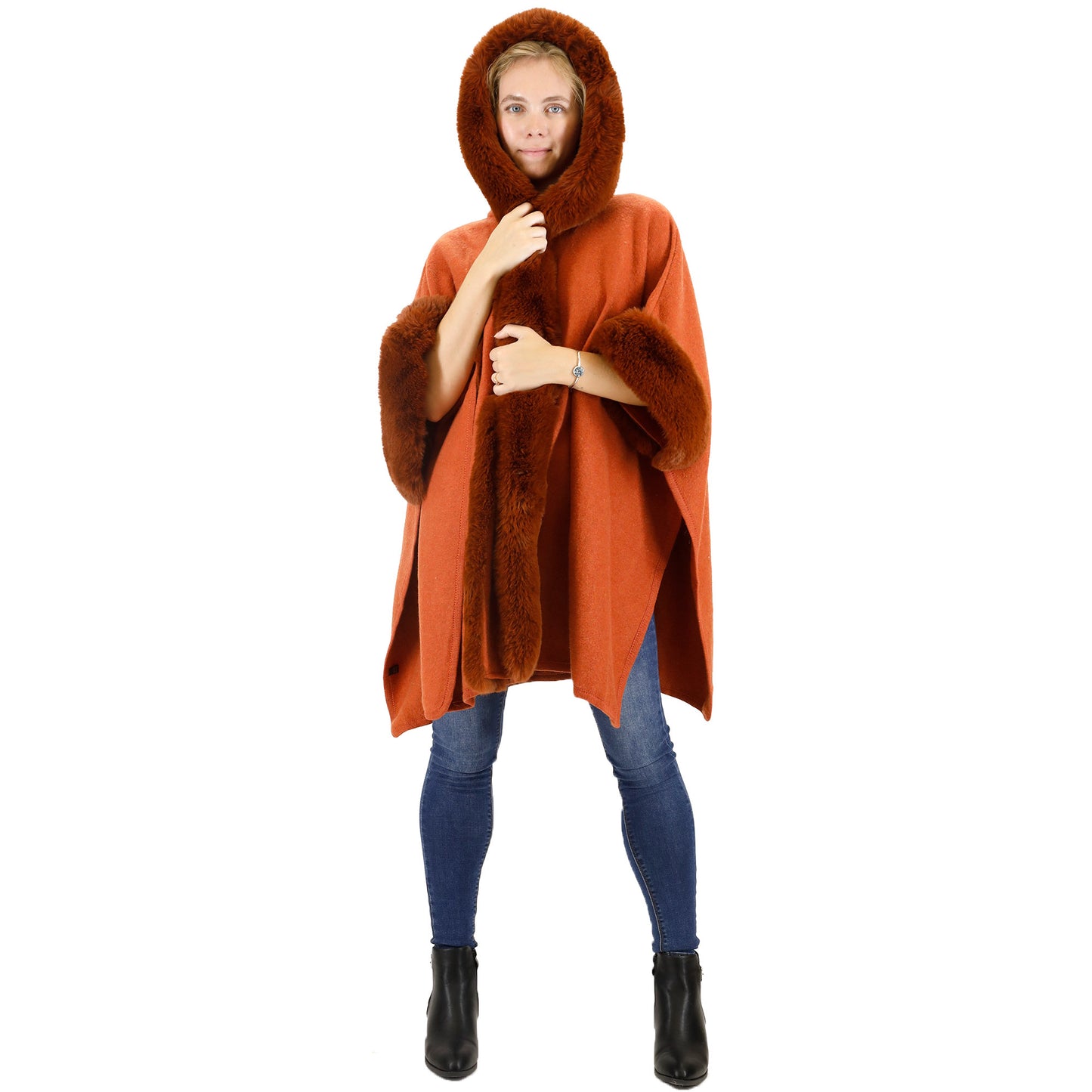FUR HOODIE SHAWL P183 (3PC)