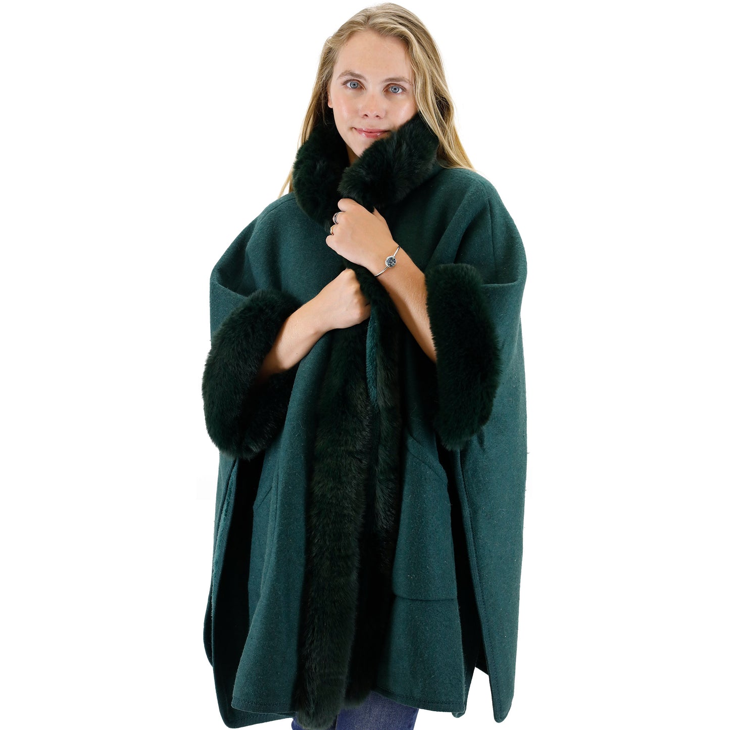 FUR POCKET HOODIE SHAWL P4028 (3PC)