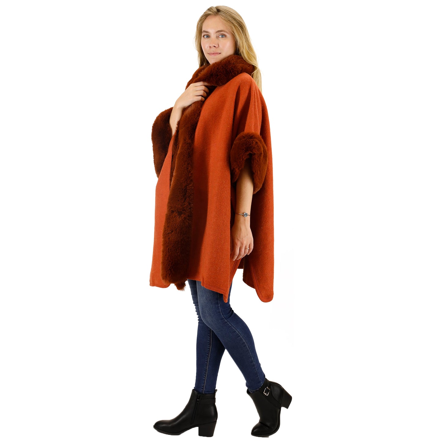 FUR HOODIE SHAWL P183 (3PC)