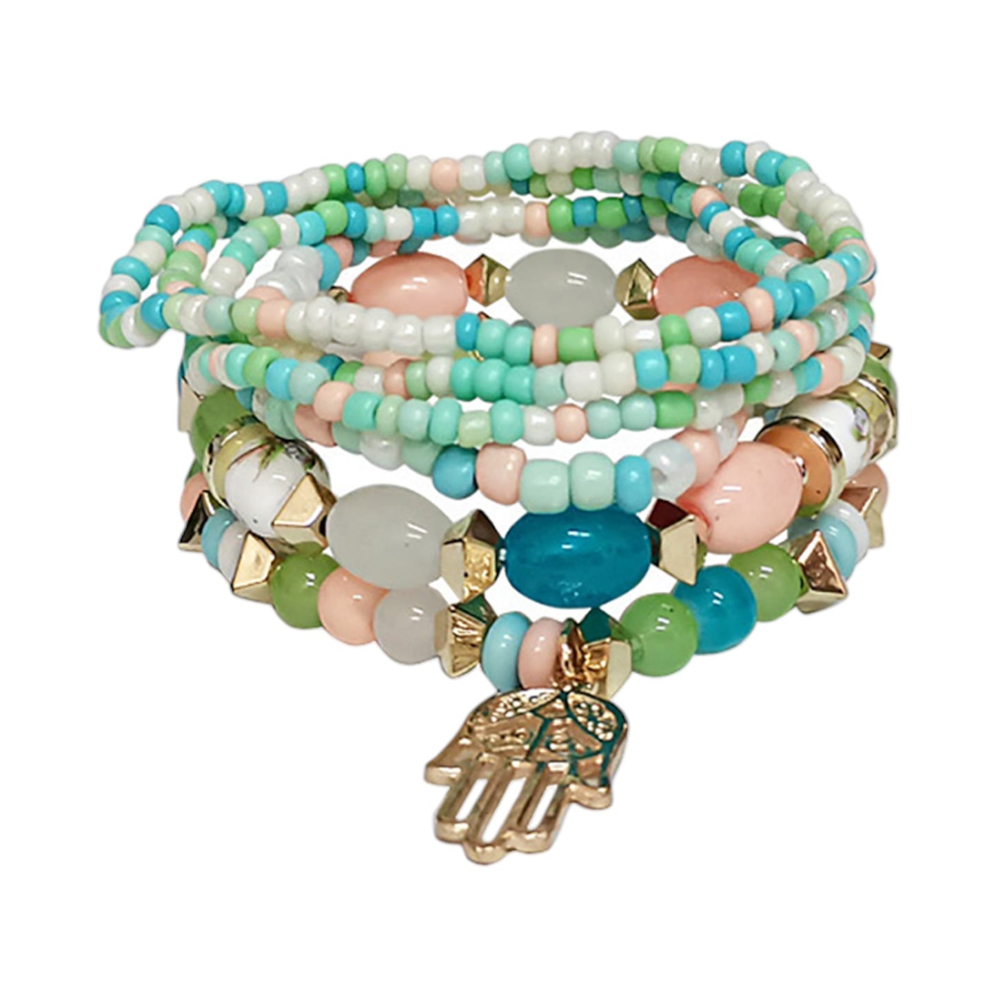 Hamsa Charm Bead Bracelet BR2521-74. (12PC)
