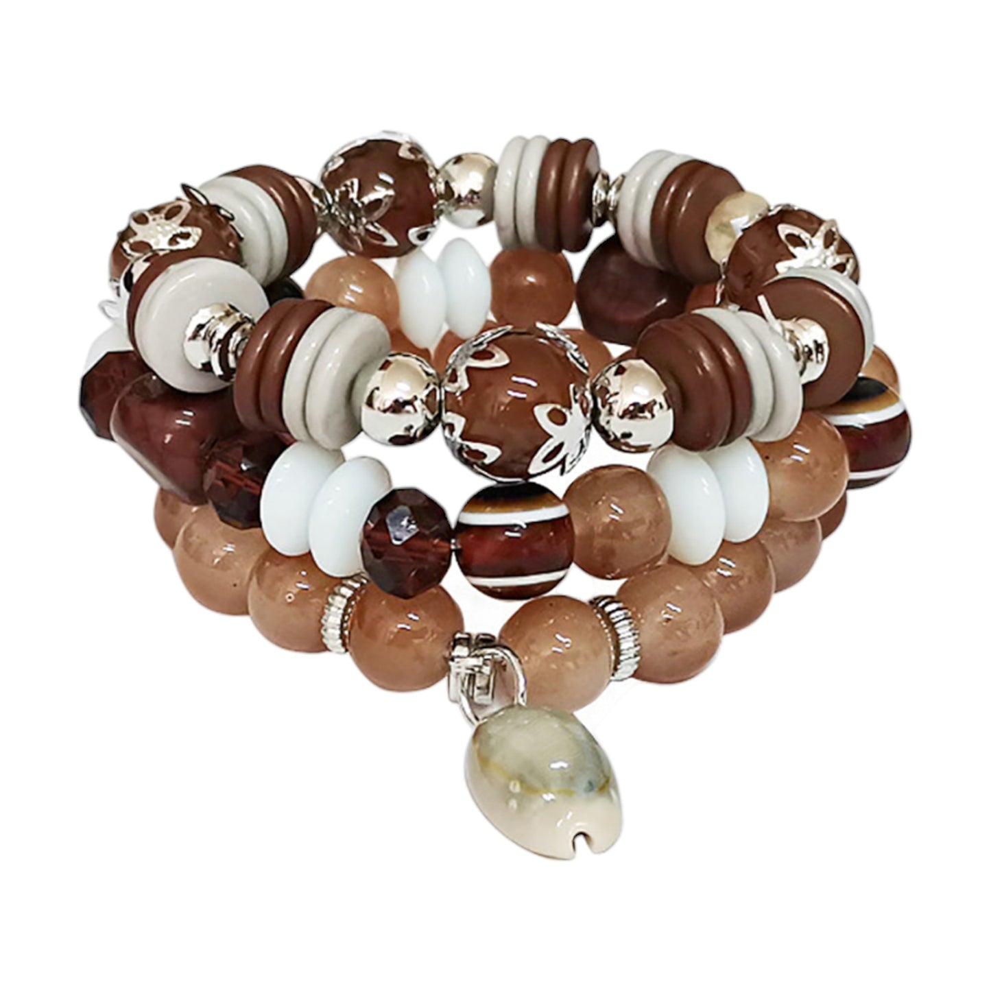 Natural Stone Shell Charm Bracelet BR2521-76. (12PC)