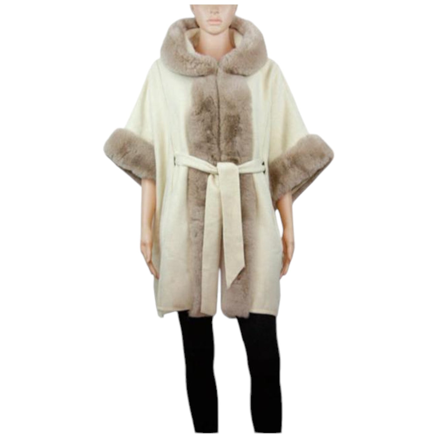 FAUX FUR HOODIE SHAWL P3802 (3PC)