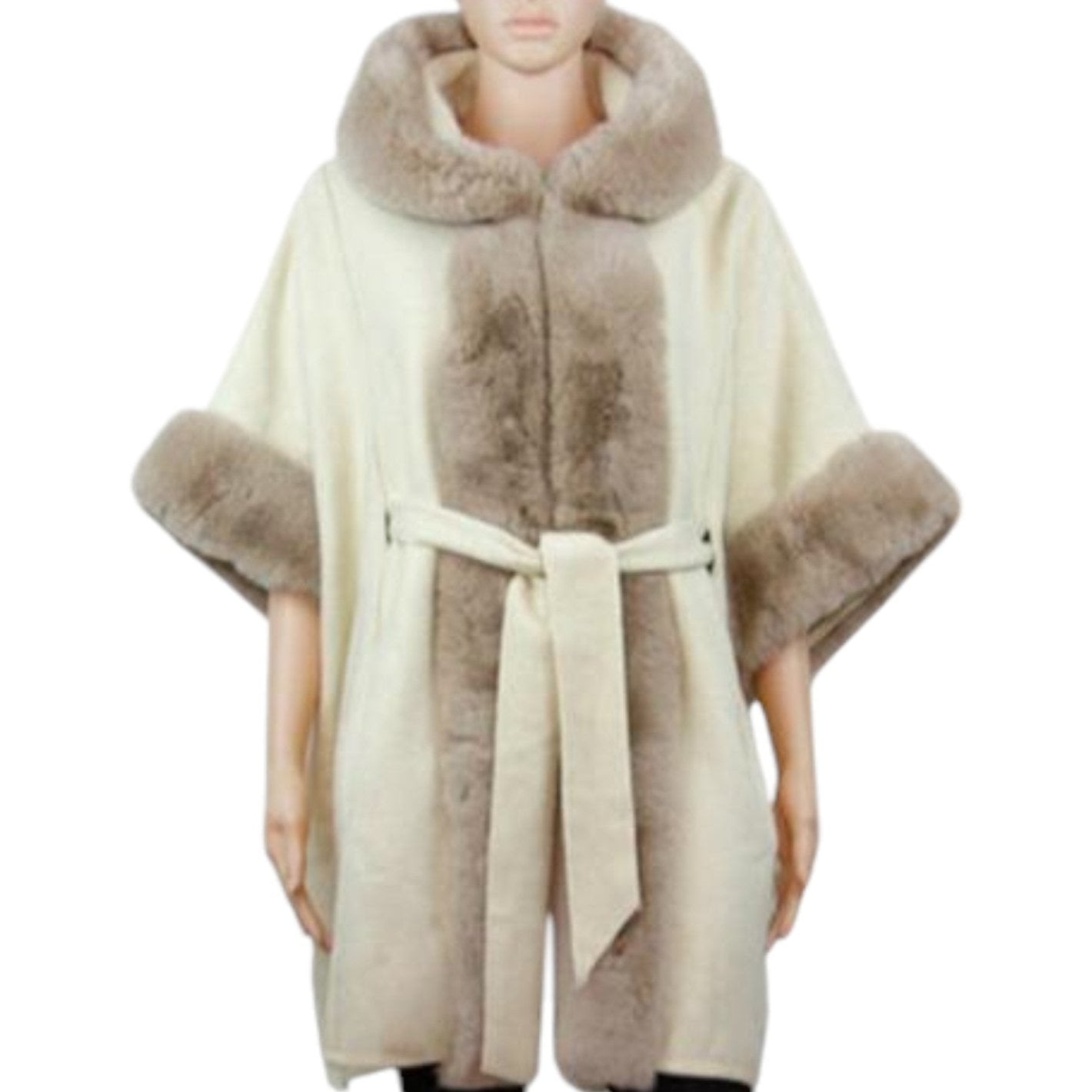 FAUX FUR HOODIE SHAWL P3802 (3PC)
