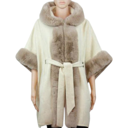FAUX FUR HOODIE SHAWL P3802 (3PC)