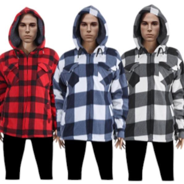 Men's Plaid Hoodie Winter Outerwear P4024 (6PC)