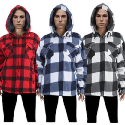 Men's Plaid Hoodie Winter Outerwear P4024 (6PC)