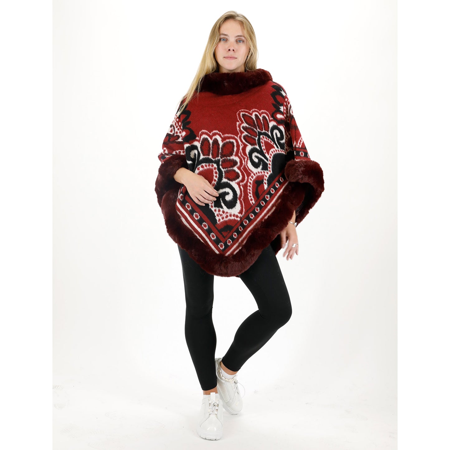 Pattern Faux Fur Poncho P4031 (12PC)