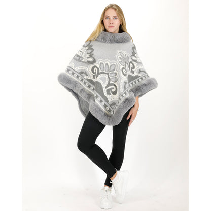 Pattern Faux Fur Poncho P4031 (12PC)