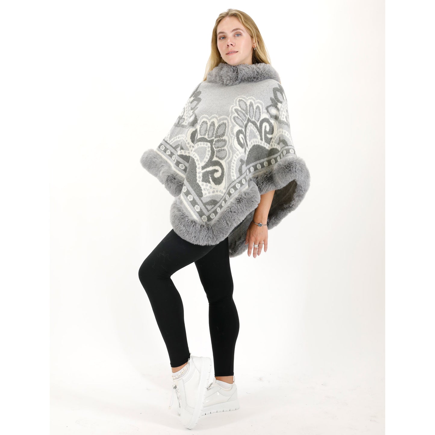 Pattern Faux Fur Poncho P4031 (12PC)
