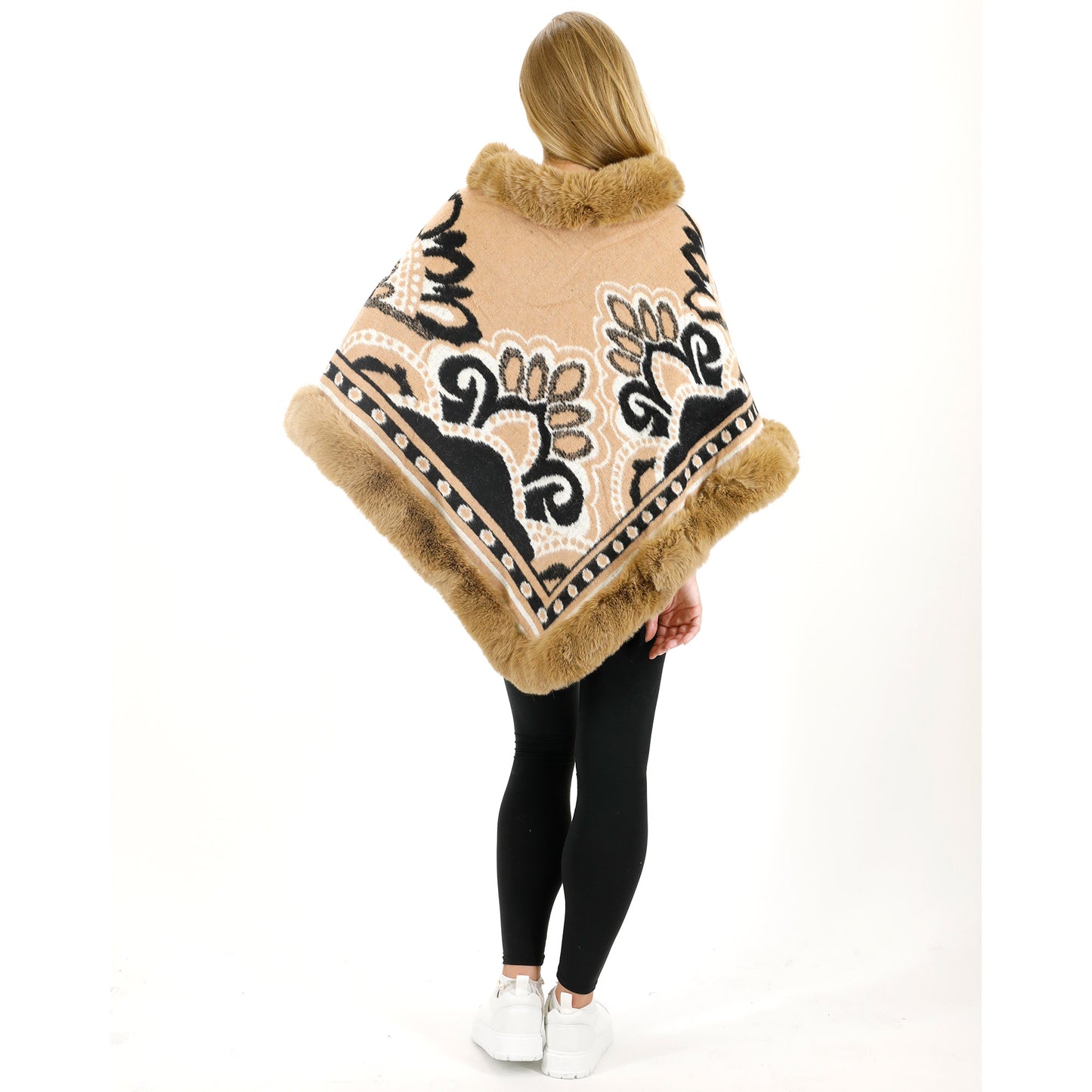 Pattern Faux Fur Poncho P4031 (12PC)