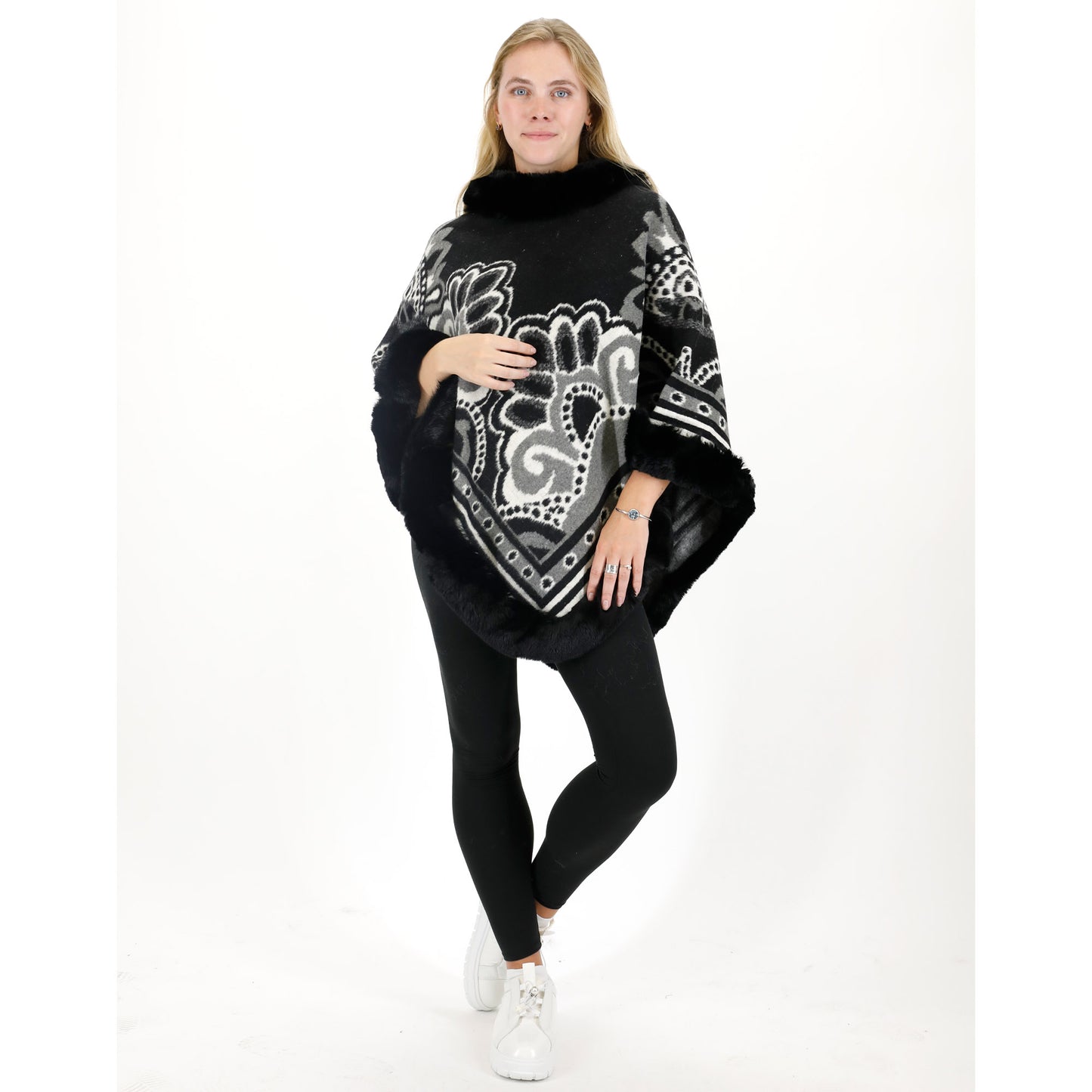 Pattern Faux Fur Poncho P4031 (12PC)