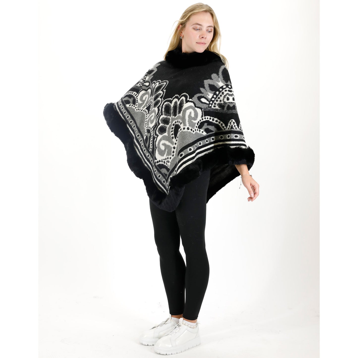 Pattern Faux Fur Poncho P4031 (12PC)