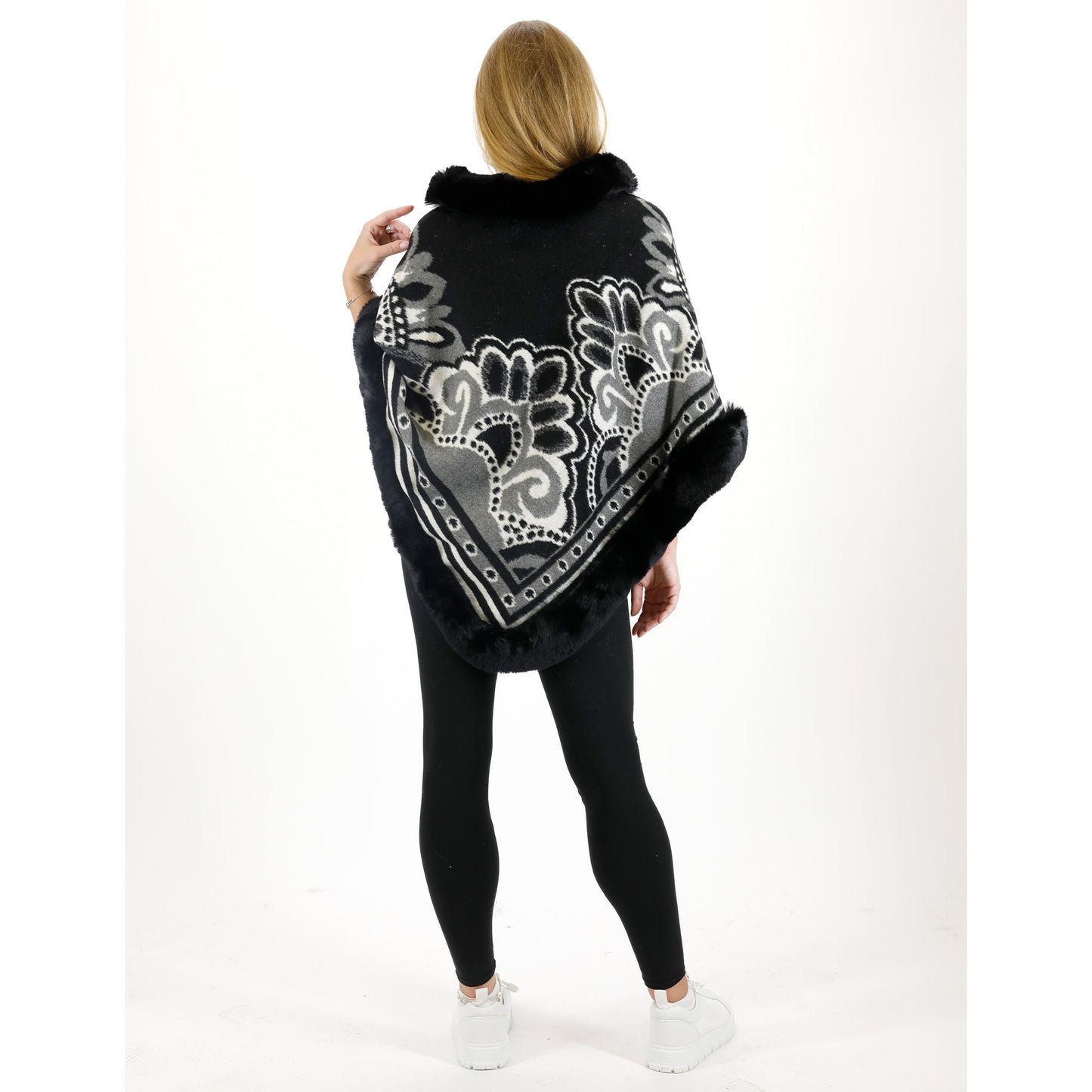 Pattern Faux Fur Poncho P4031 (12PC)