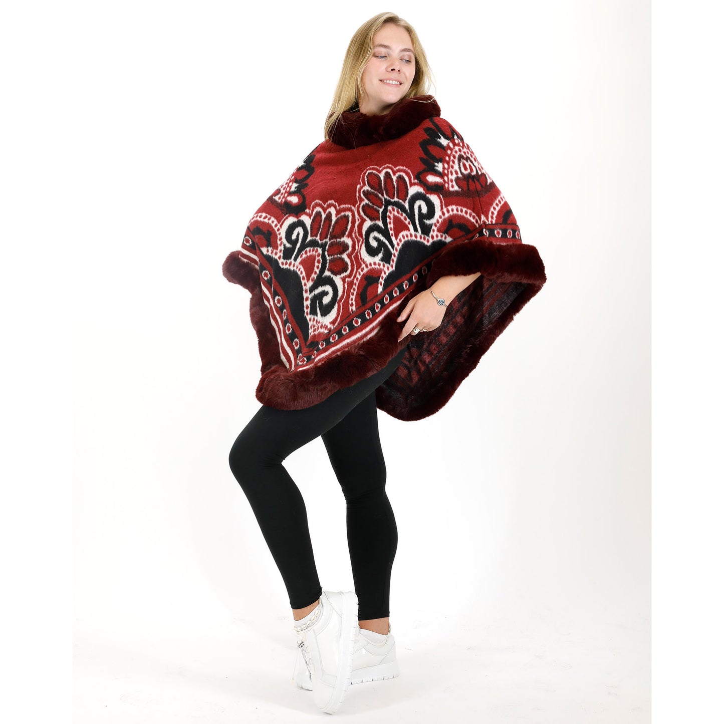 Pattern Faux Fur Poncho P4031 (12PC)