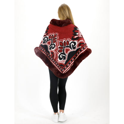 Pattern Faux Fur Poncho P4031 (12PC)
