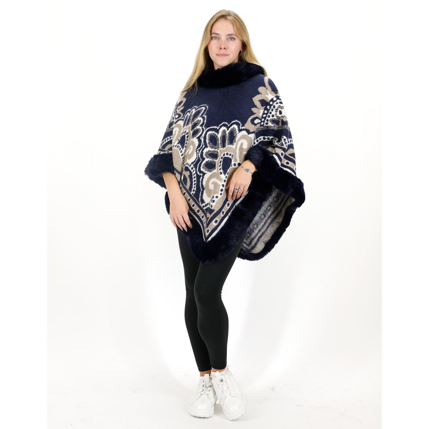 Pattern Faux Fur Poncho P4031 (12PC)
