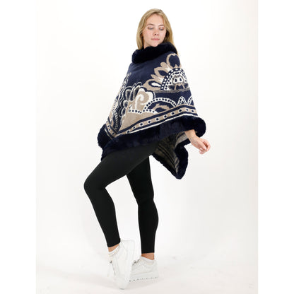 Pattern Faux Fur Poncho P4031 (12PC)