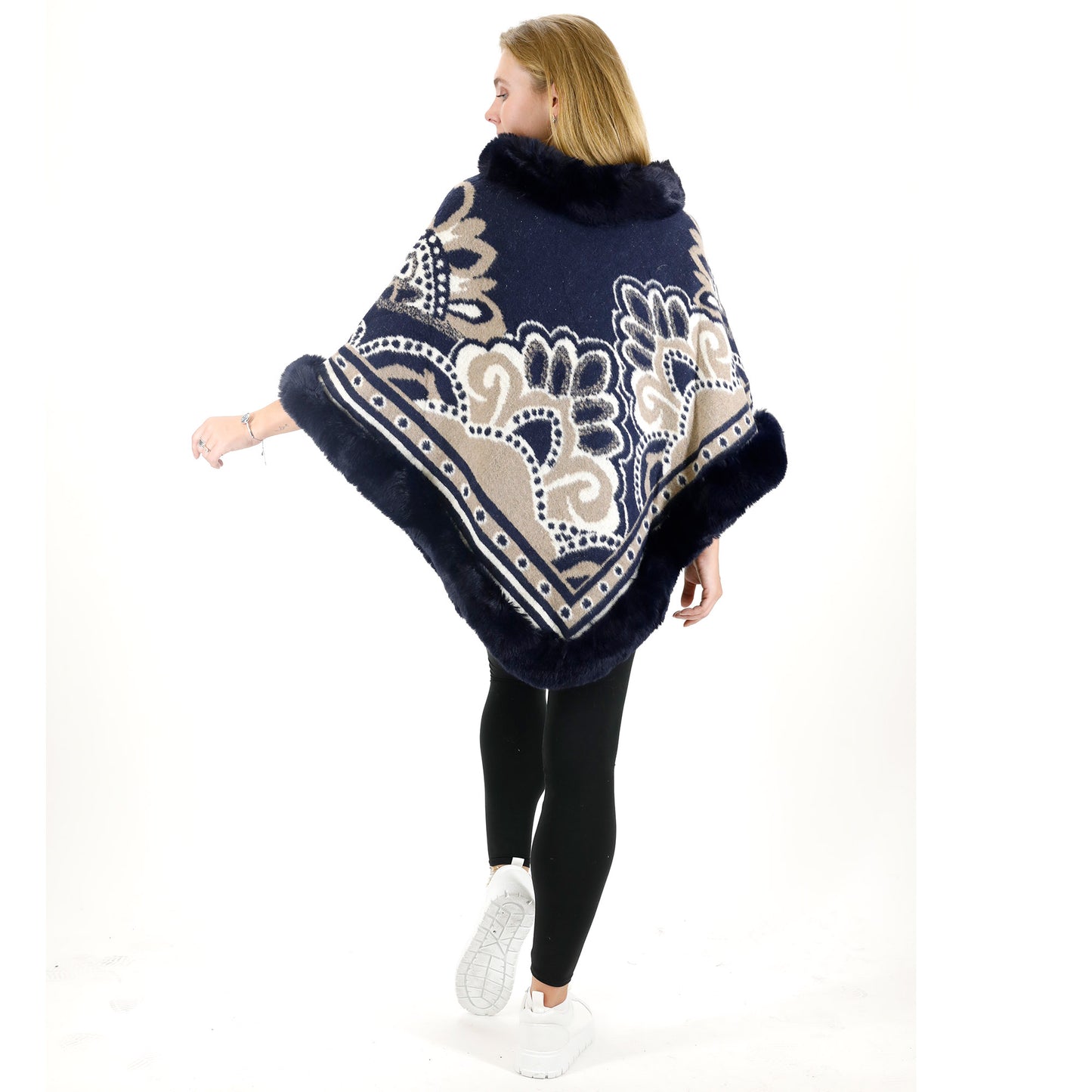 Pattern Faux Fur Poncho P4031 (12PC)