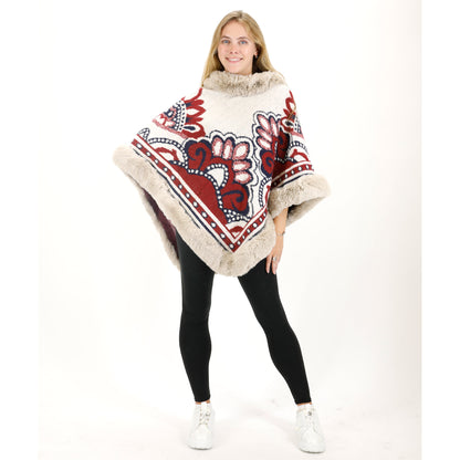Pattern Faux Fur Poncho P4031 (12PC)