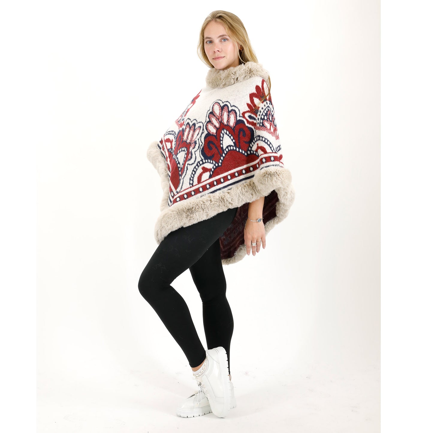 Pattern Faux Fur Poncho P4031 (12PC)