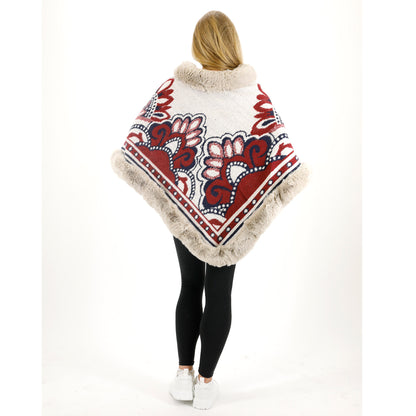 Pattern Faux Fur Poncho P4031 (12PC)