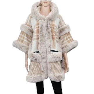WINTER SHAWL WITH FAUX FUR TRIM CAPE P4334 (3PC)