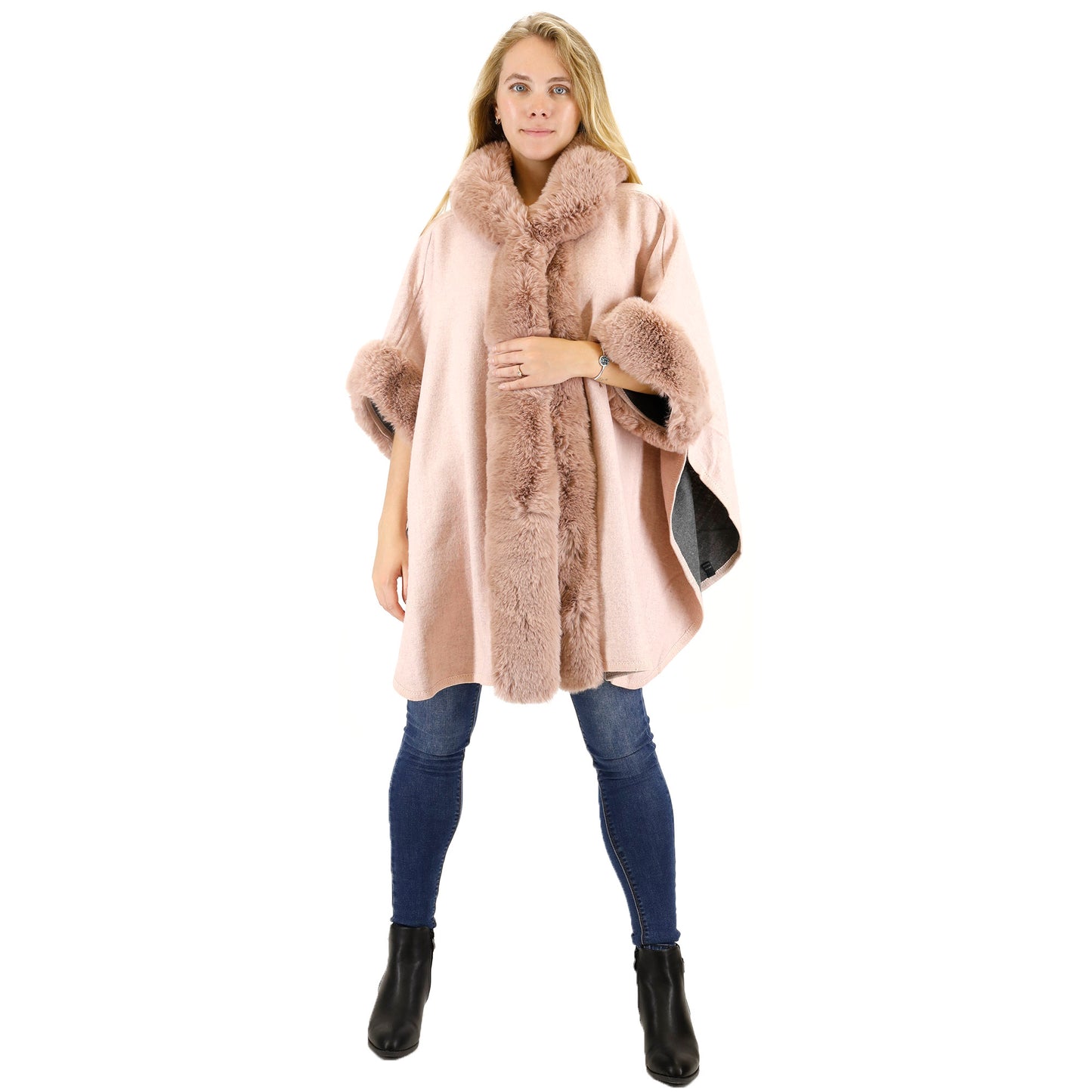 FUR HOODIE SHAWL P183 (3PC)