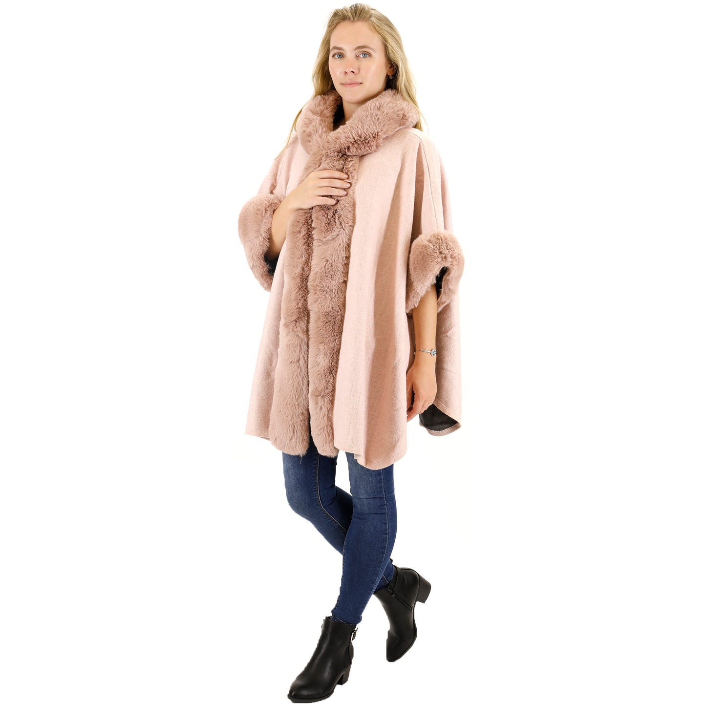 FUR HOODIE SHAWL P183 (3PC)