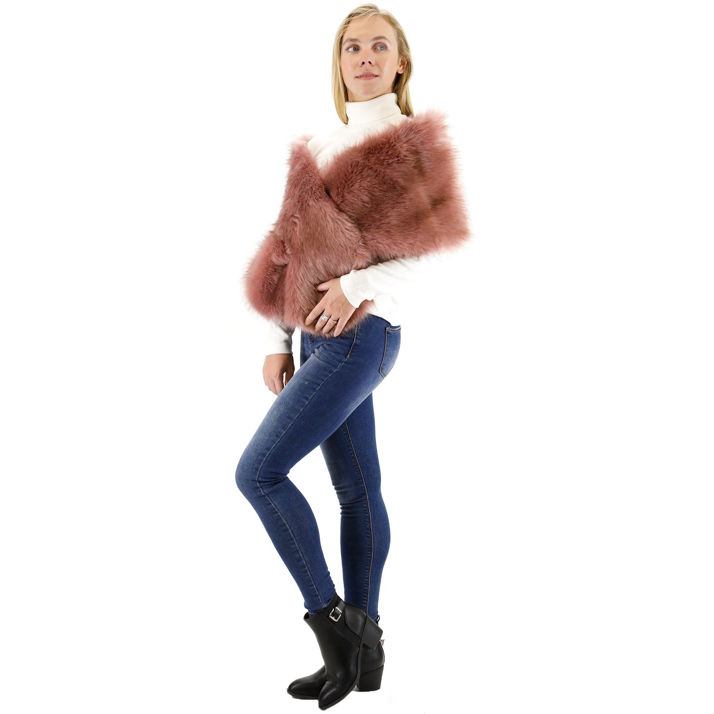 FAUX FUR SHAWL WIDE P373 (3PC)
