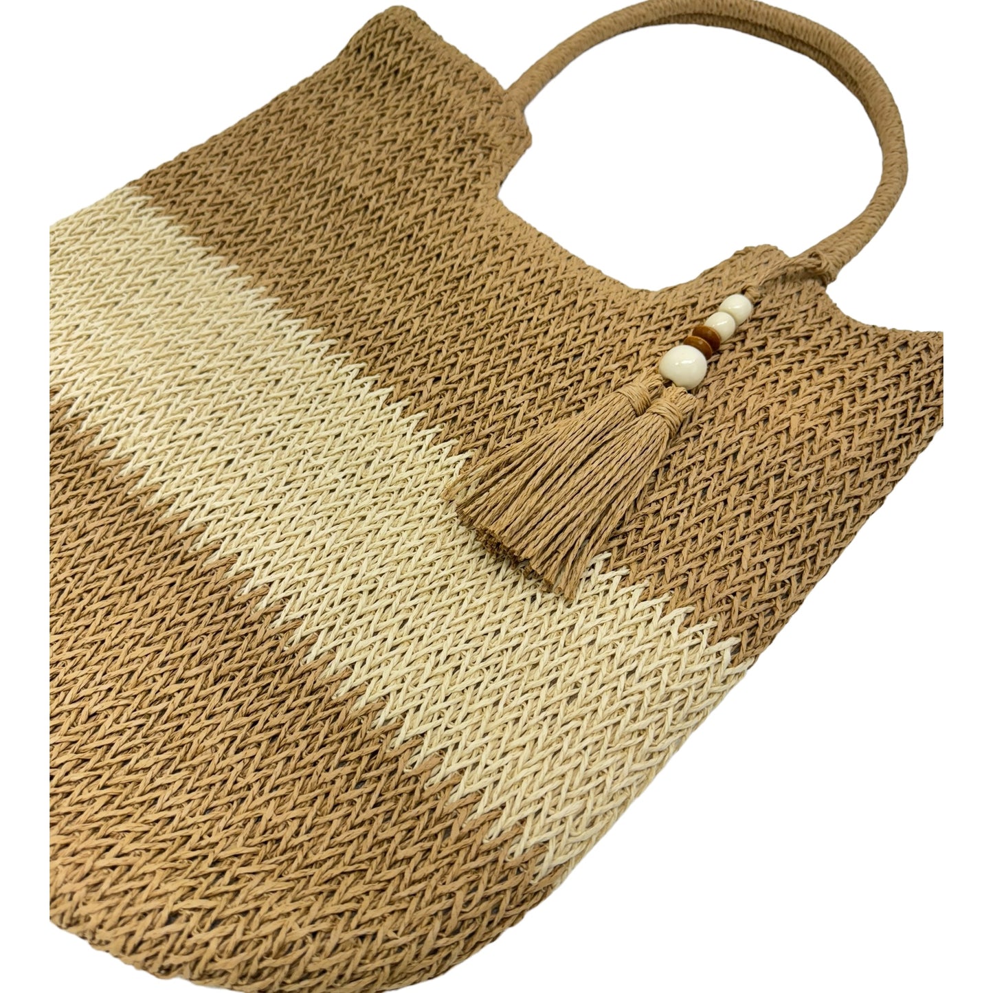 Rattan Beach Tote Bag With Tassel BG4225-13 (1pc)