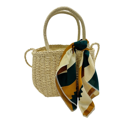 Rattan Beach Tote Shoulder Bag With Scarf BG4225-4. (1pc)
