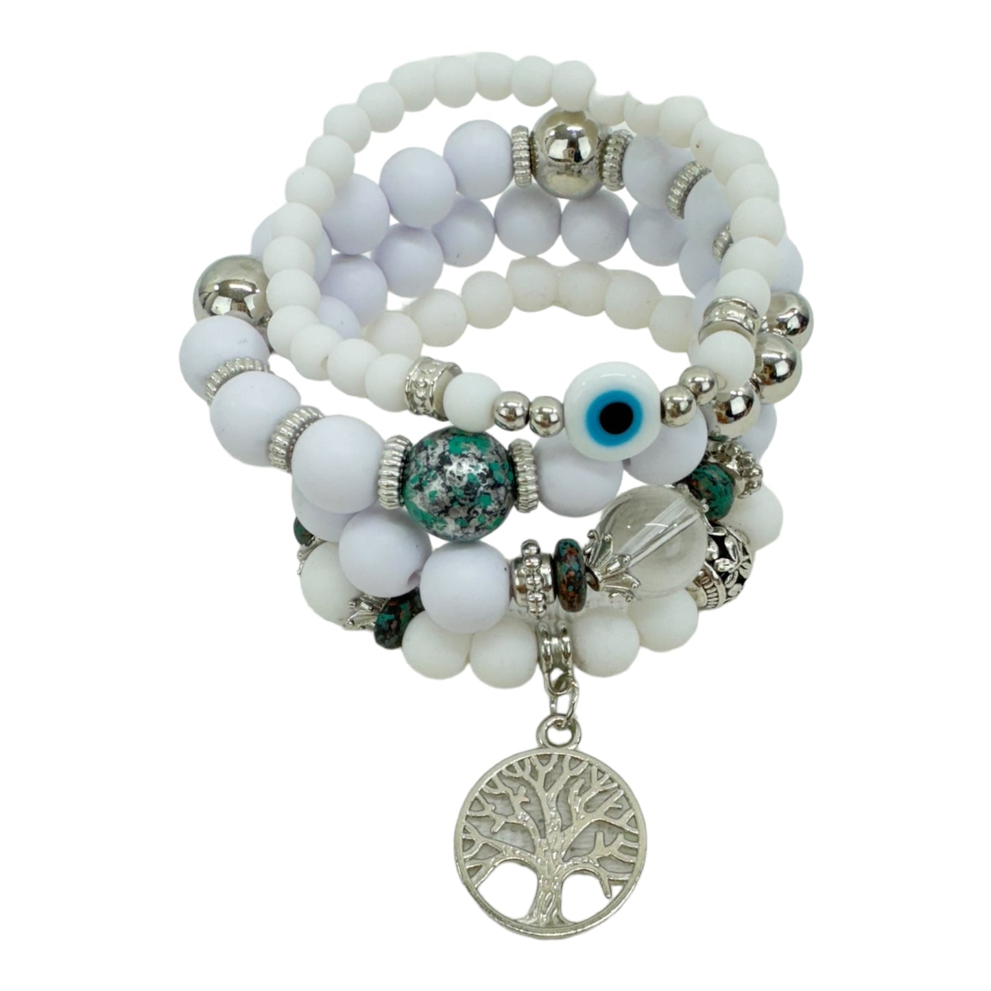 Natural Stone Evil Eye Bracelet Set BR4228-12 (12PC)