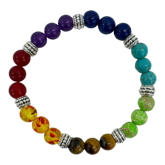 Natural Stone 7 Chakra Healing Bracelet BR6424 (12PC)
