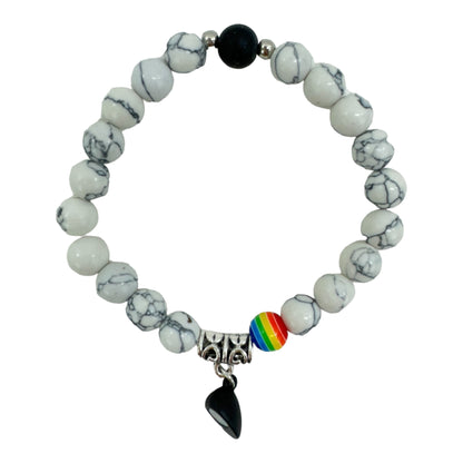 Natural Stone Magnetic Couples Friendship Bracelet BR4214-1.(12PC)