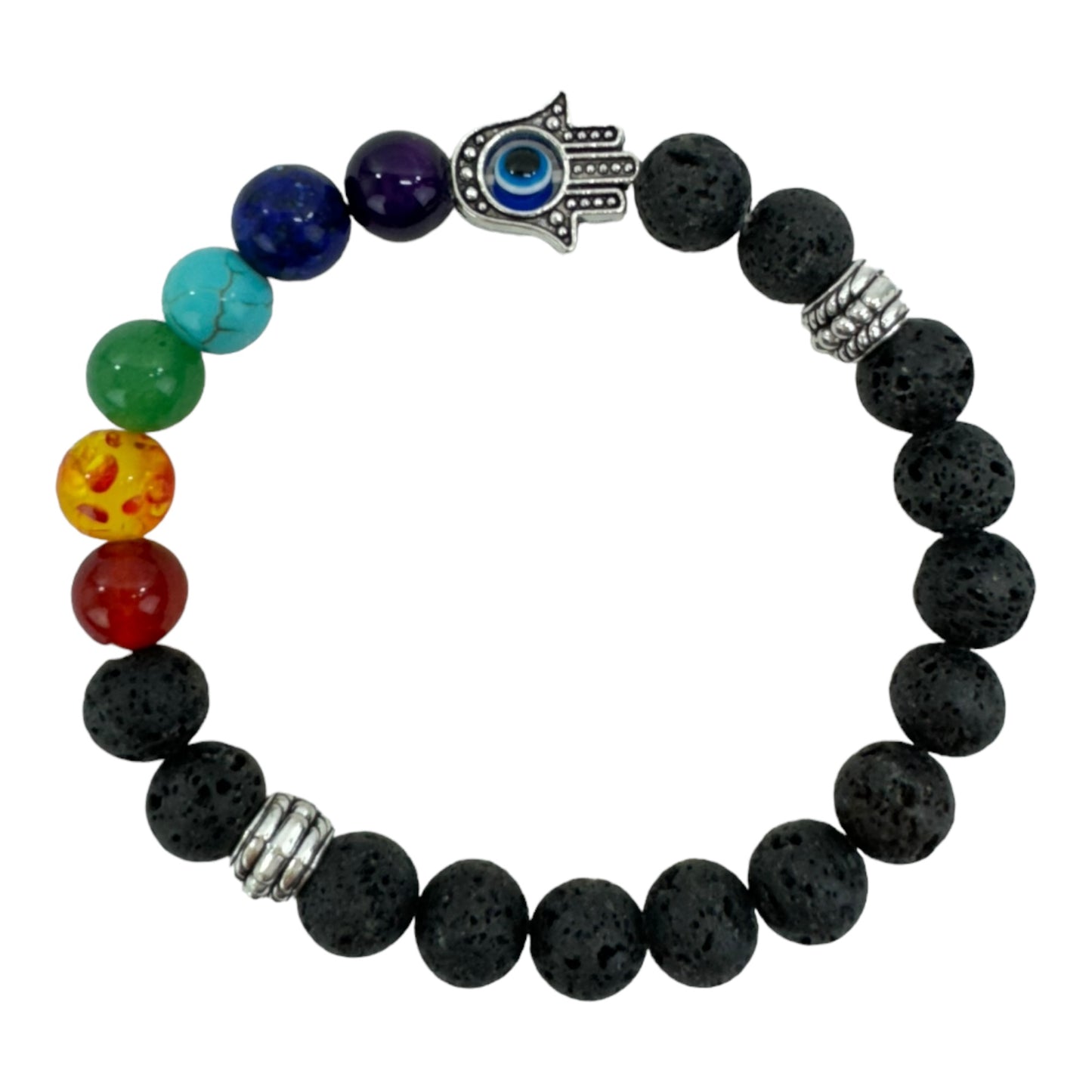 Lava Stone 7 Chakra Healing Bracelet BR4220-2 (12PC)