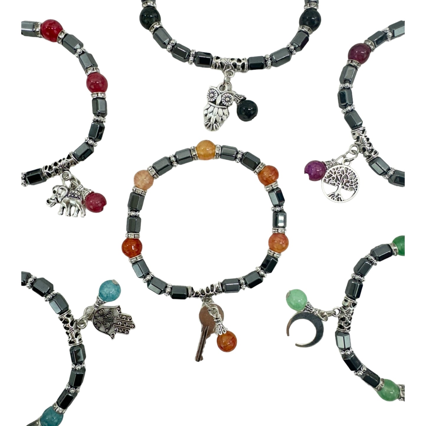 Natural Stone Charm Bracelet BR4225-1 (12PC)