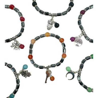 Natural Stone Charm Bracelet BR4225-1 (12PC)